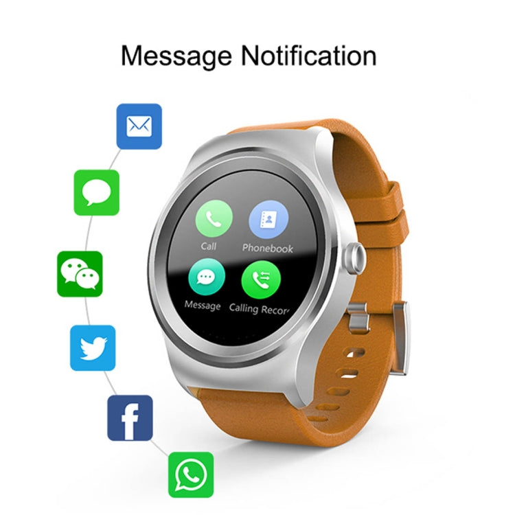 SMA-Round 1.28 inch Color Touch Screen Bluetooth Leather Strap Smart Watch, Waterproof, Support Voice Control / Heart Rate Monitor / Sleep Monitor / Bluetooth Camera, Compatible with Android and iOS System by buy2fix