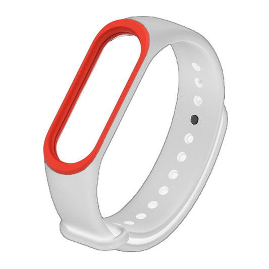 Colorful Silicone Watch Band for Xiaomi Mi Band 3 & 4 (White+Red) by buy2fix