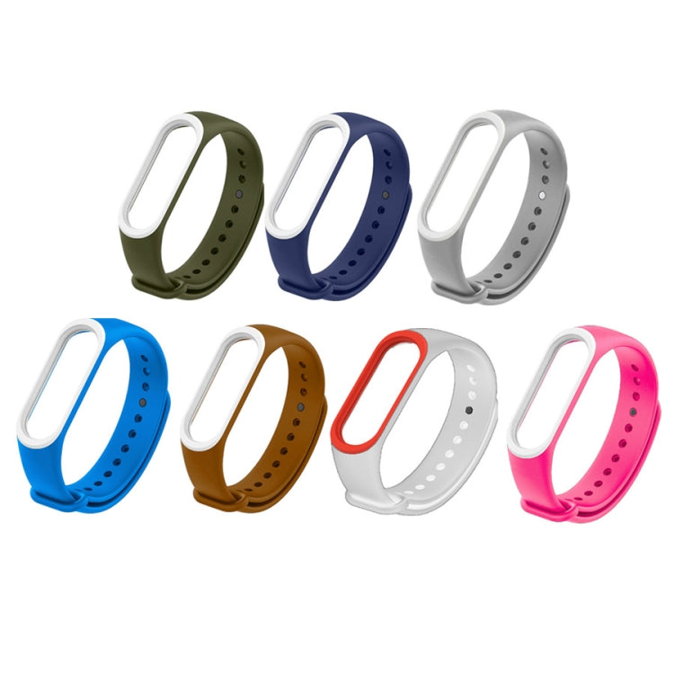 Colorful Silicone Watch Band for Xiaomi Mi Band 3 & 4 (White+Red) by buy2fix