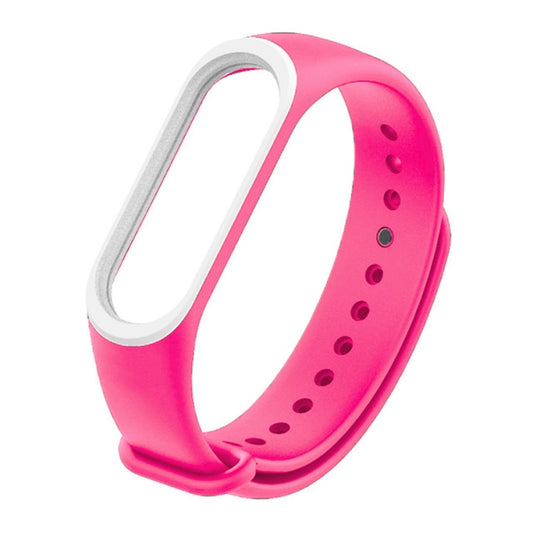 Colorful Silicone Watch Band for Xiaomi Mi Band 3 & 4 (Pink+White) by buy2fix
