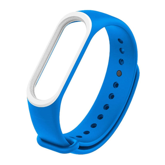 Colorful Silicone Watch Band for Xiaomi Mi Band 3 & 4 (Blue+White) by buy2fix