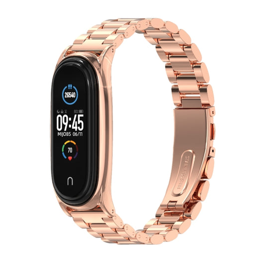 Mijobs Stainless Steel Metal Watch Band for Xiaomi Mi Band 3 & 4 & 5 & 6(Rose Gold) by MIJOBS