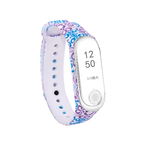 Silicone Painting Watch Band for Xiaomi Mi Band 3 & 4(Blue Purple Vine) by buy2fix