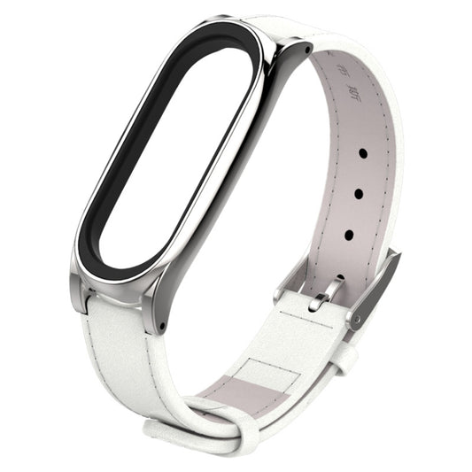 Mijobs Screwless Magnetic Case Top-grain Leather Watch Band for Xiaomi Mi Band 3 & 4 & 5 & 6, Host not Included by buy2fix