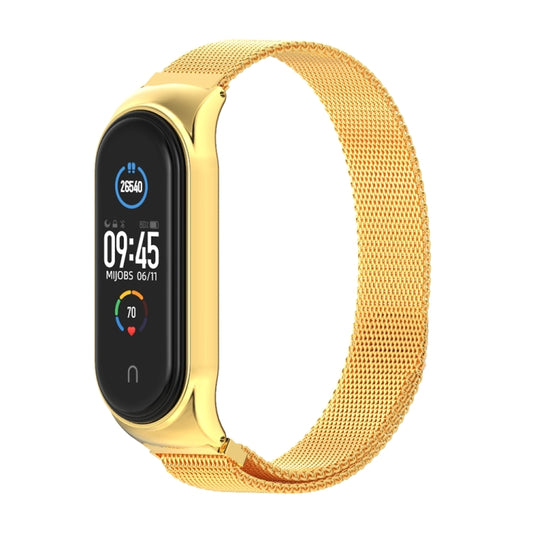 Mijobs Milan CS Metal Magnetic Watch Band for Xiaomi Mi Band 3 & 4 & 5 & 6, Host not Include(Gold) by buy2fix