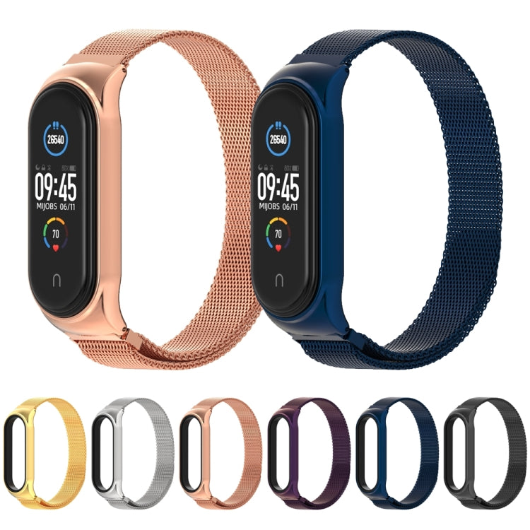 Mijobs Milan CS Metal Magnetic Watch Band for Xiaomi Mi Band 3 & 4 & 5 & 6, Host not Include(Rose Gold) by buy2fix