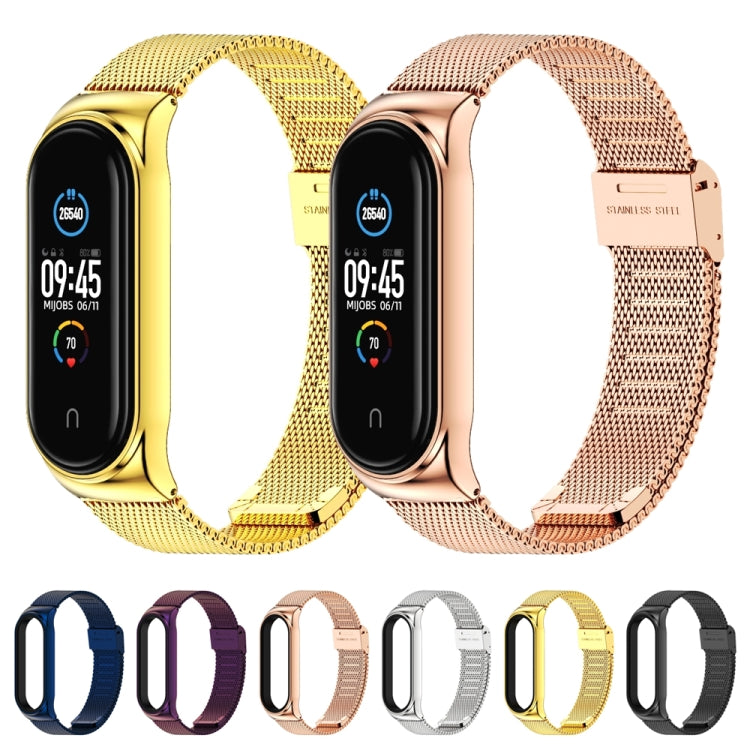 Mijobs Milan CS Screwless Buckle Metal Watch Band Case for Xiaomi Mi Band 3 & 4 & 5 & 6, Host not Included(Rose Gold) - Watch Bands by MIJOBS | Online Shopping UK | buy2fix