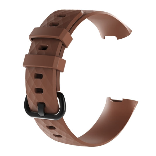 Diamond Pattern Silicone Watch Band for Fitbit Charge 3, Size: 210x18mm(Coffee) by buy2fix
