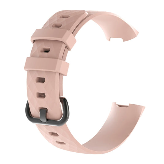 Diamond Pattern Silicone Watch Band for Fitbit Charge 3, Size: 210x18mm(Light Pink) by buy2fix