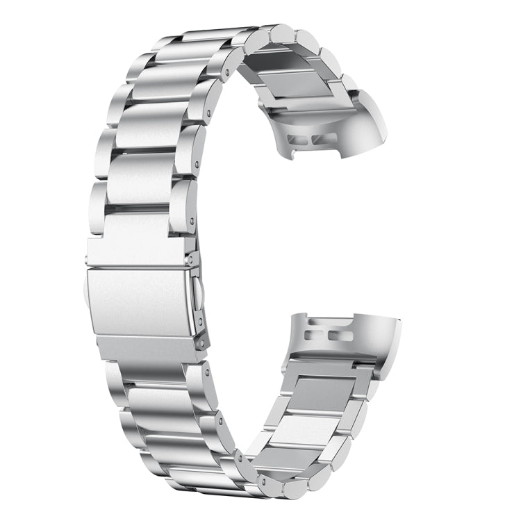 Three Beads Slingshot Buckle Solid Stainless Steel Watch Band for Fitbit Charge 3(Silver) - Watch Bands by buy2fix | Online Shopping UK | buy2fix
