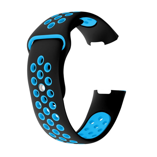 Two-color Round Hole Silicone Watch Band for Fitbit Charge 3, Watch Band Size:130-195mm(Blue) by buy2fix
