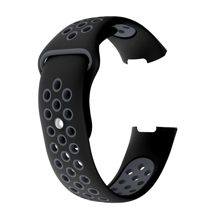 Two-color Round Hole Silicone Watch Band for Fitbit Charge 3, Watch Band Size:145-210mm(Grey) - Watch Bands by buy2fix | Online Shopping UK | buy2fix