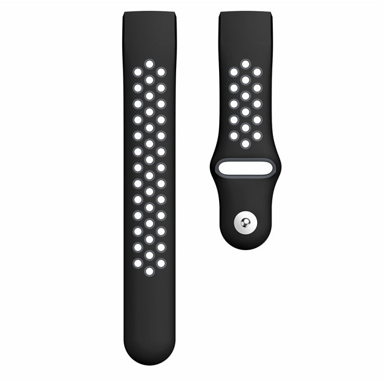 Two-color Round Hole Silicone Watch Band for Fitbit Charge 3, Watch Band Size:145-210mm(Grey) - Watch Bands by buy2fix | Online Shopping UK | buy2fix