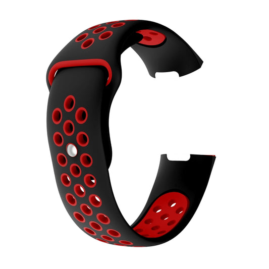 Two-color Round Hole Silicone Watch Band for Fitbit Charge 3, Watch Band Size:145-210mm(Red) by buy2fix