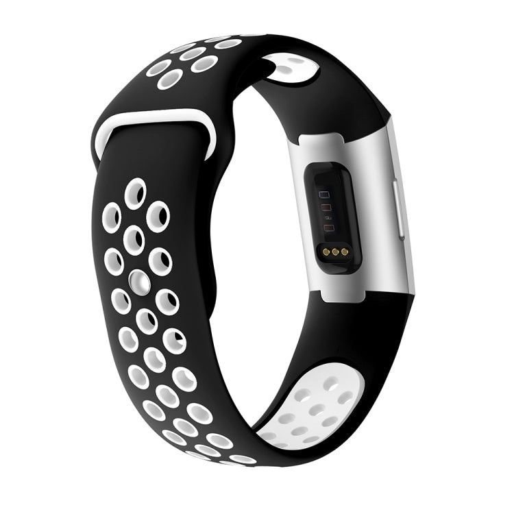 Two-color Round Hole Silicone Watch Band for Fitbit Charge 3, Watch Band Size:145-210mm(White) - Watch Bands by buy2fix | Online Shopping UK | buy2fix