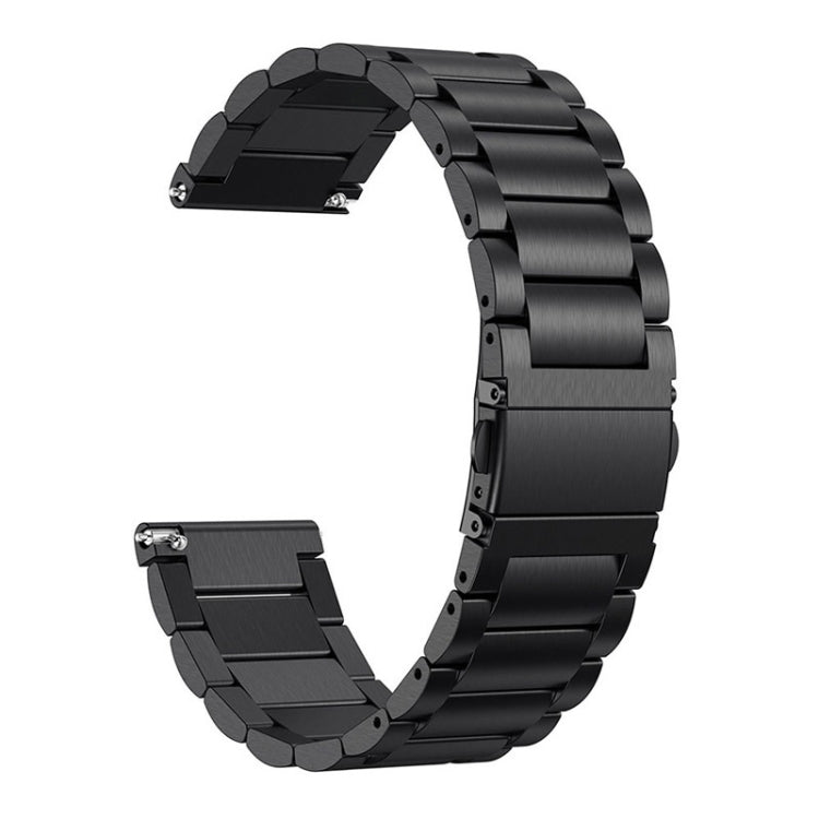 3-Beads Slingshot Buckle Solid Stainless Steel Watch Band for Galaxy Watch Active 20mm(Black) - Watch Bands by buy2fix | Online Shopping UK | buy2fix