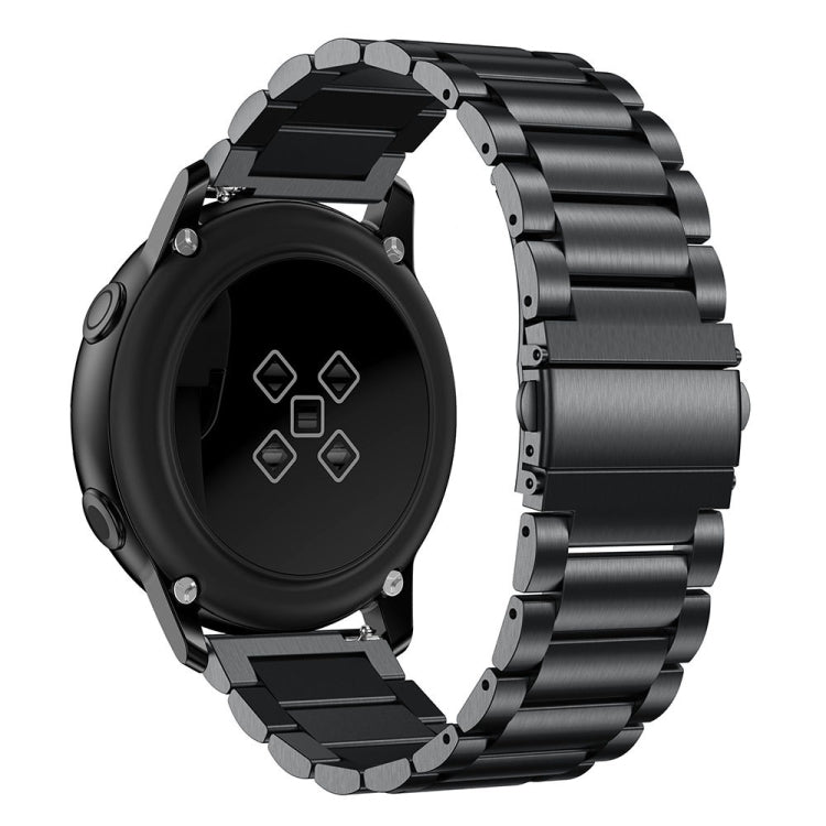 3-Beads Slingshot Buckle Solid Stainless Steel Watch Band for Galaxy Watch Active 20mm(Black) - Watch Bands by buy2fix | Online Shopping UK | buy2fix