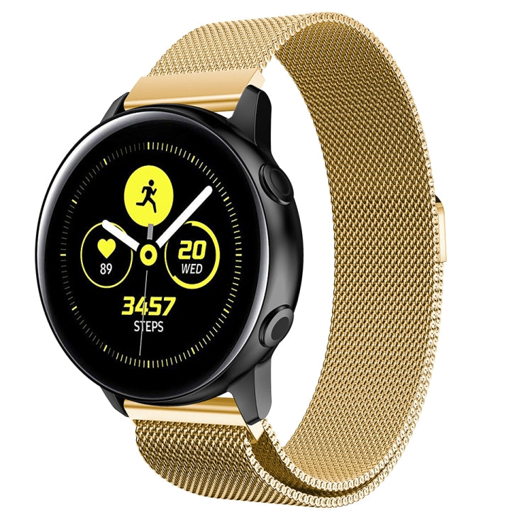Milanis Magnetic Stainless Steel Mesh Wrist Strap WatchBand for Galaxy Watch Active 20mm(Gold) - Watch Bands by buy2fix | Online Shopping UK | buy2fix