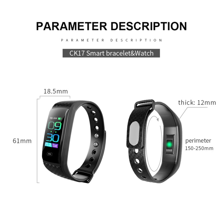 CK17S 0.96 inches IPS Screen Smart Bracelet IP67 Waterproof, Support Call Reminder / Heart Rate Monitoring / Blood Pressure Monitoring / Sleep Monitoring (Purple) by buy2fix