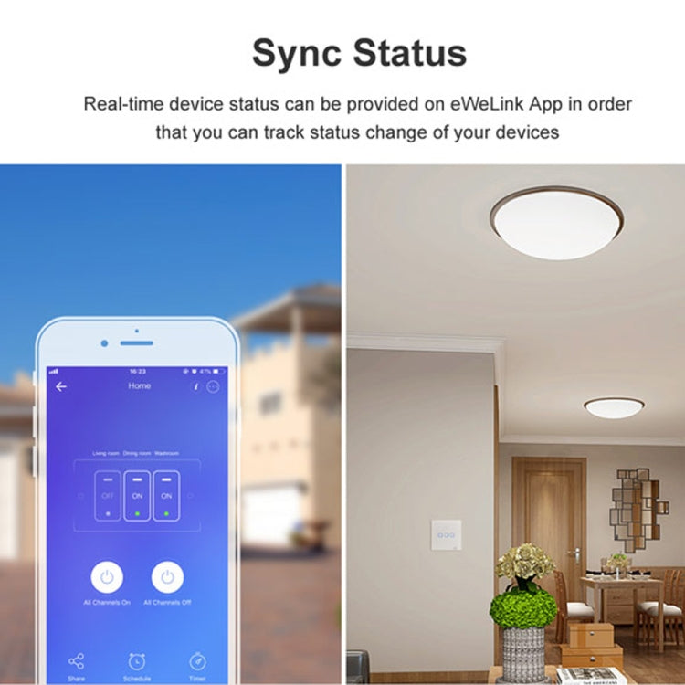 Sonoff T2 Touch 86mm Tempered Glass Panel Wall Switch Smart Home Light Touch Switch, Compatible with Alexa and Google Home, AC 100V-240V, EU Plug - by buy2fix | Online Shopping UK | buy2fix