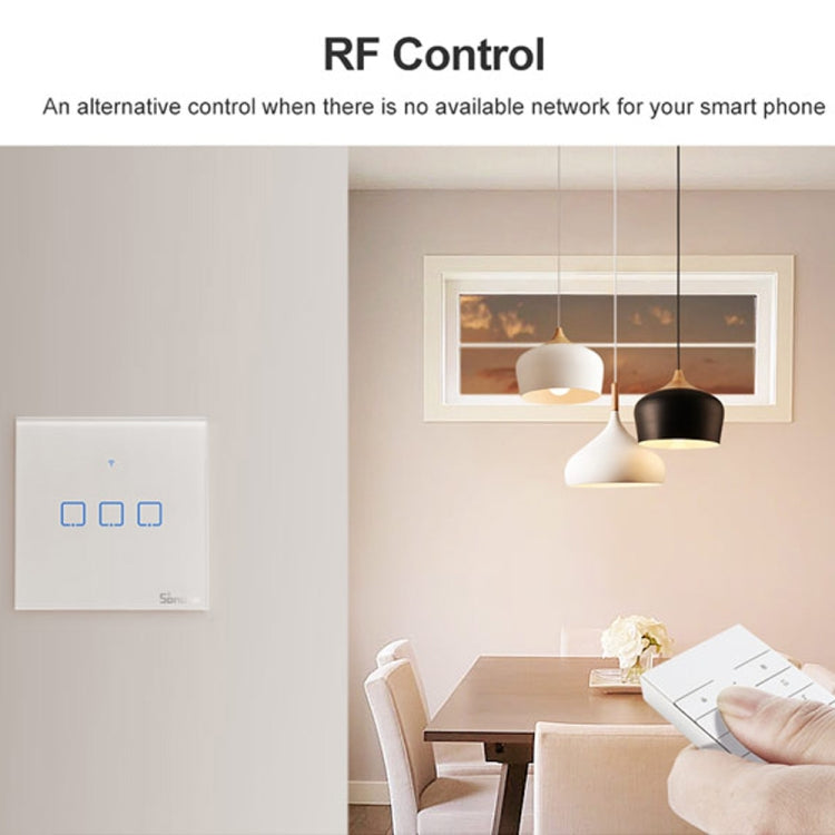 Sonoff T2 Touch 86mm Tempered Glass Panel Wall Switch Smart Home Light Touch Switch, Compatible with Alexa and Google Home, AC 100V-240V, EU Plug - by buy2fix | Online Shopping UK | buy2fix