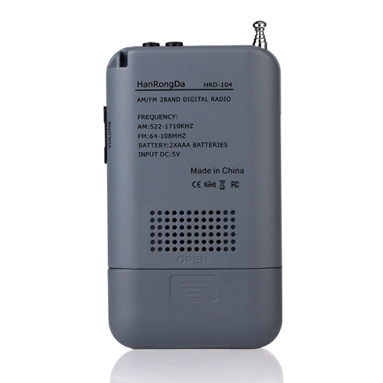HRD-104 Mini Portable FM + AM Two Band Radio with Loudspeaker(Grey) - Radio Player by buy2fix | Online Shopping UK | buy2fix