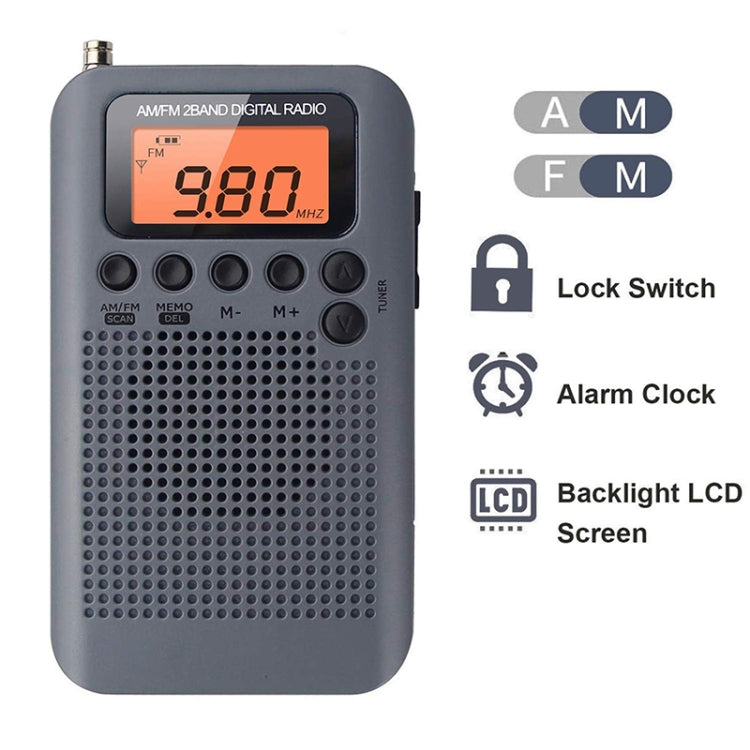 HRD-104 Mini Portable FM + AM Two Band Radio with Loudspeaker(Grey) - Radio Player by buy2fix | Online Shopping UK | buy2fix