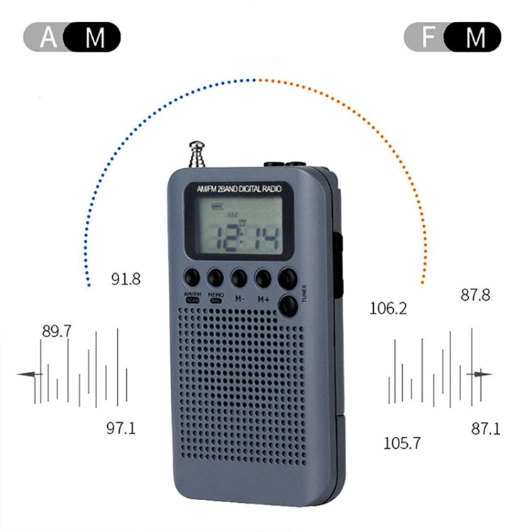 HRD-104 Mini Portable FM + AM Two Band Radio with Loudspeaker(Grey) - Radio Player by buy2fix | Online Shopping UK | buy2fix