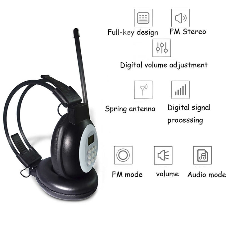 HRD-308S Portable FM Campus Radio Receiver Headset(Black) - Radio Player by buy2fix | Online Shopping UK | buy2fix