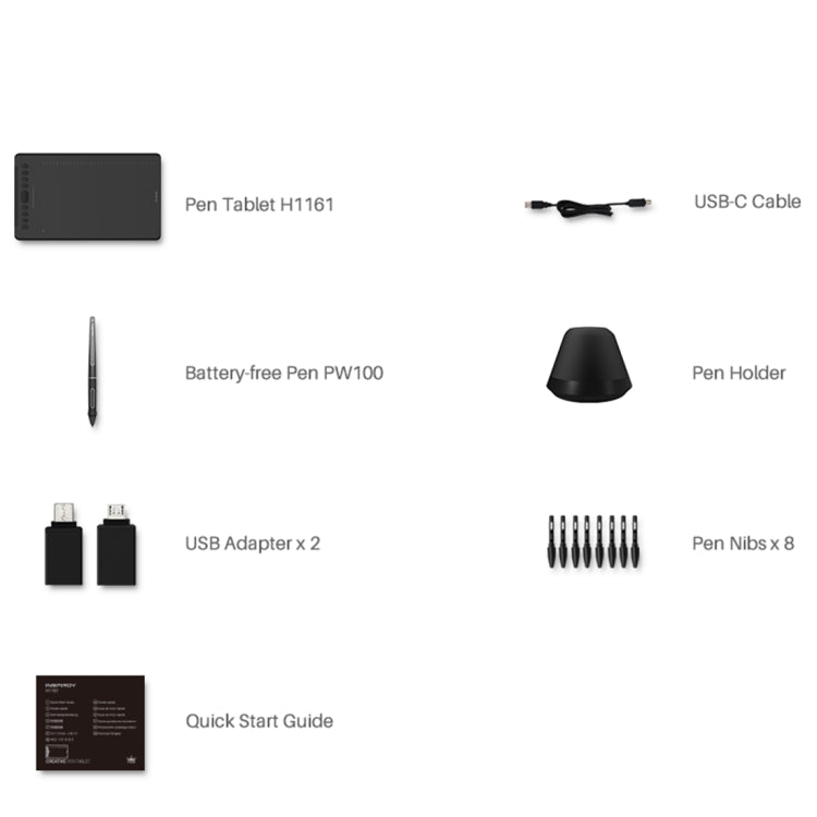HUION H1161 5080 LPI Touch Strip Art Drawing Tablet for Fun, with Battery-free Pen & Pen Holder - by HUION | Online Shopping UK | buy2fix