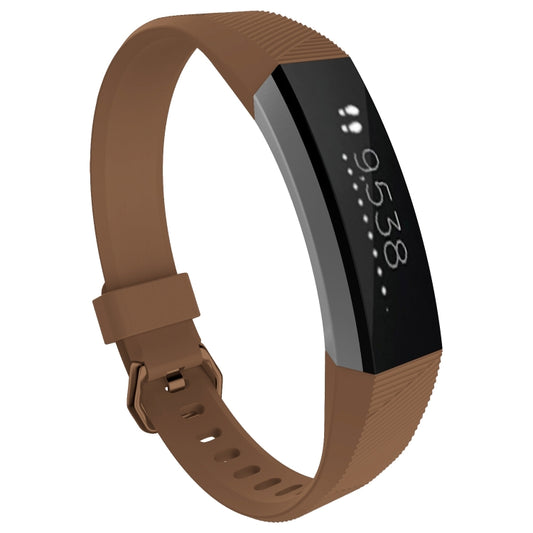 Solid Color Silicone Watch Band for FITBIT Alta / HR, Size: L(Brown) by buy2fix
