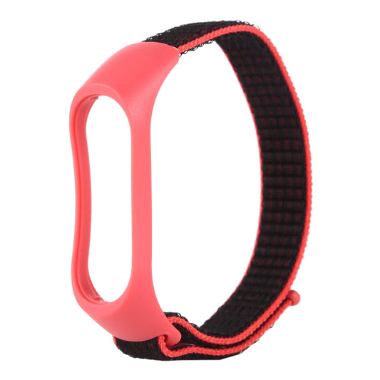 Smart Watch Nylon Woven Watch Band for Xiaomi Mi Band 3 / 4(Red Black) by buy2fix