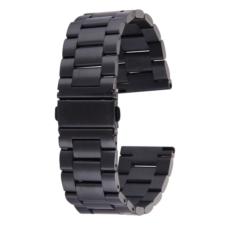 For Fitbit Blaze Smart Watch Butterfly Buckle 3 Beads Stainless Steel Watchband(Black) - Watch Bands by buy2fix | Online Shopping UK | buy2fix