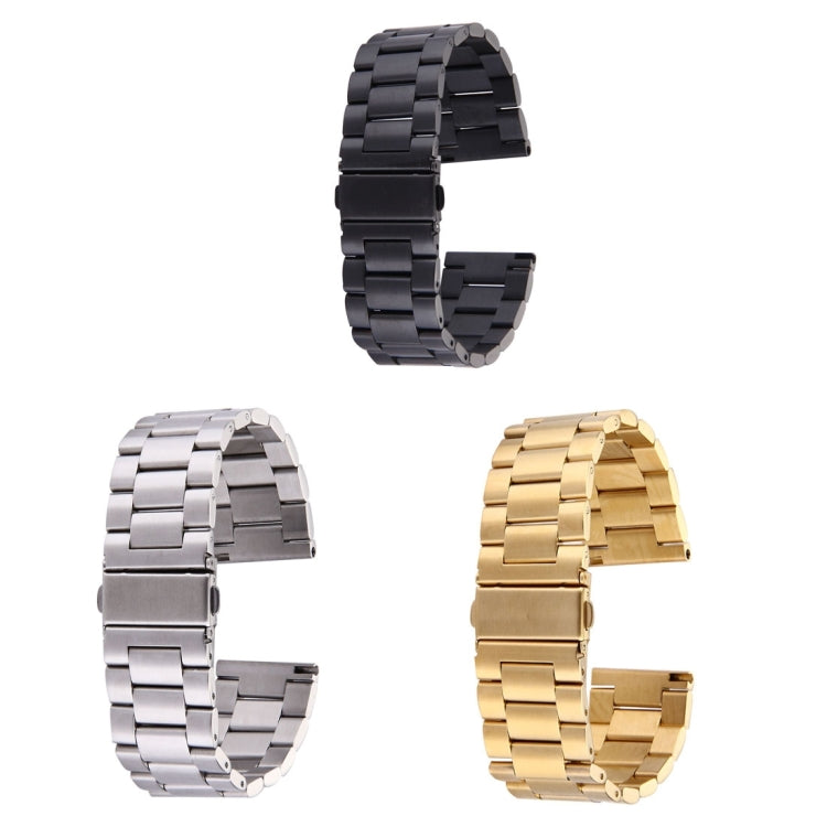 For Fitbit Blaze Smart Watch Butterfly Buckle 3 Beads Stainless Steel Watchband(Black) - Watch Bands by buy2fix | Online Shopping UK | buy2fix