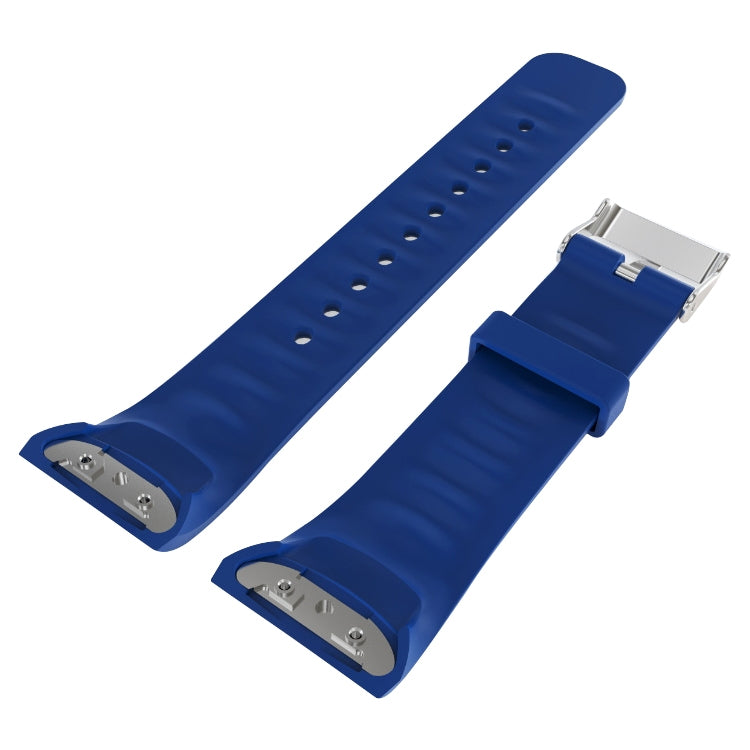Solid Color Leather Watch Band for Galaxy Gear Fit2 R360 (Dark Blue) - Watch Bands by buy2fix | Online Shopping UK | buy2fix