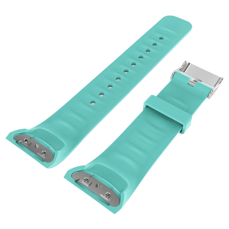 Solid Color Leather Watch Band for Galaxy Gear Fit2 R360 (Cyan) - Watch Bands by buy2fix | Online Shopping UK | buy2fix