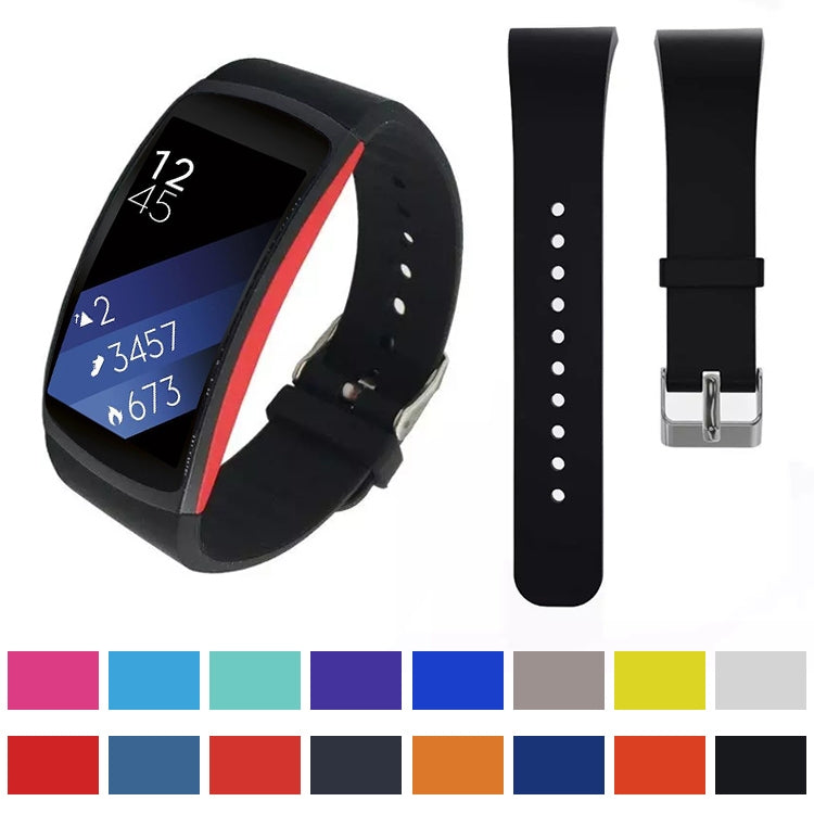 Solid Color Leather Watch Band for Galaxy Gear Fit2 R360 (Dark Blue) - Watch Bands by buy2fix | Online Shopping UK | buy2fix
