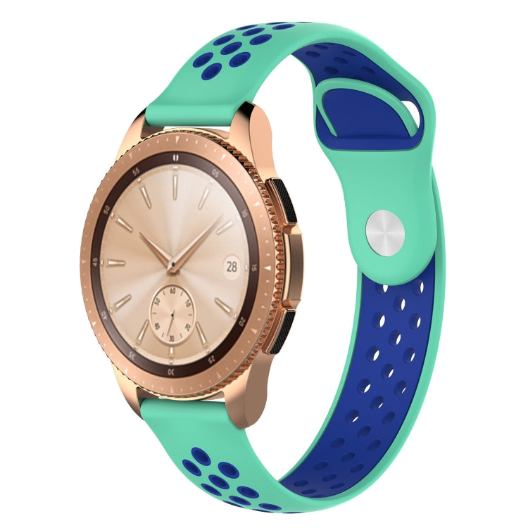 Double Color Watch Band for Galaxy Watch 42mm(Cyan) - Watch Bands by buy2fix | Online Shopping UK | buy2fix