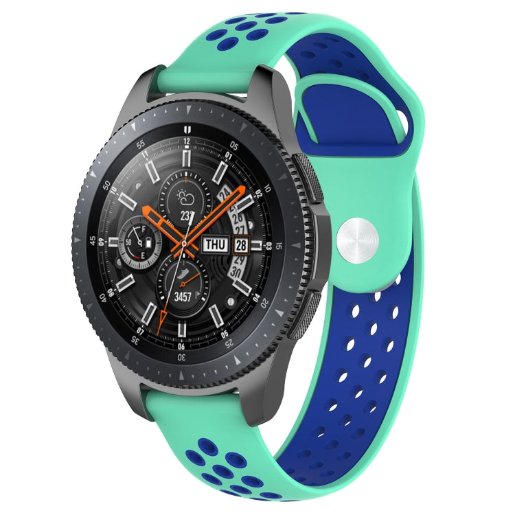 Double Color Watch Band for Galaxy Watch 46mm(Cyan) - Watch Bands by buy2fix | Online Shopping UK | buy2fix
