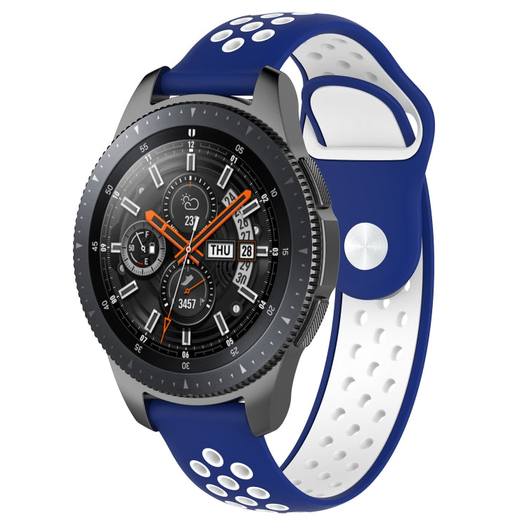 Double Color Watch Band for Galaxy Watch 46mm(White Blue) - Watch Bands by buy2fix | Online Shopping UK | buy2fix
