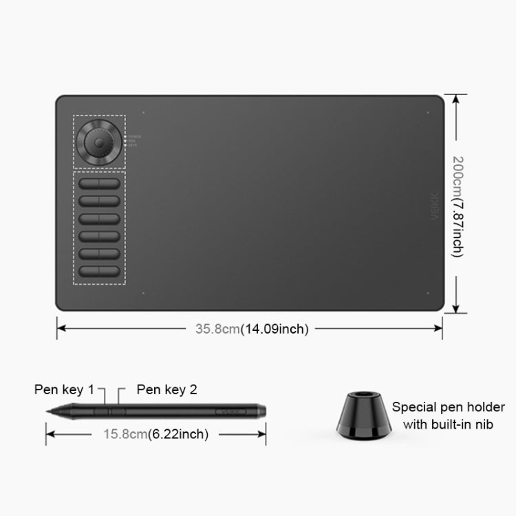 VEIKK A15PRO 10x6 inch 5080 LPI Type-C Interface Smart Touch Electronic Graphic Tablet (Grey) - by VEIKK | Online Shopping UK | buy2fix
