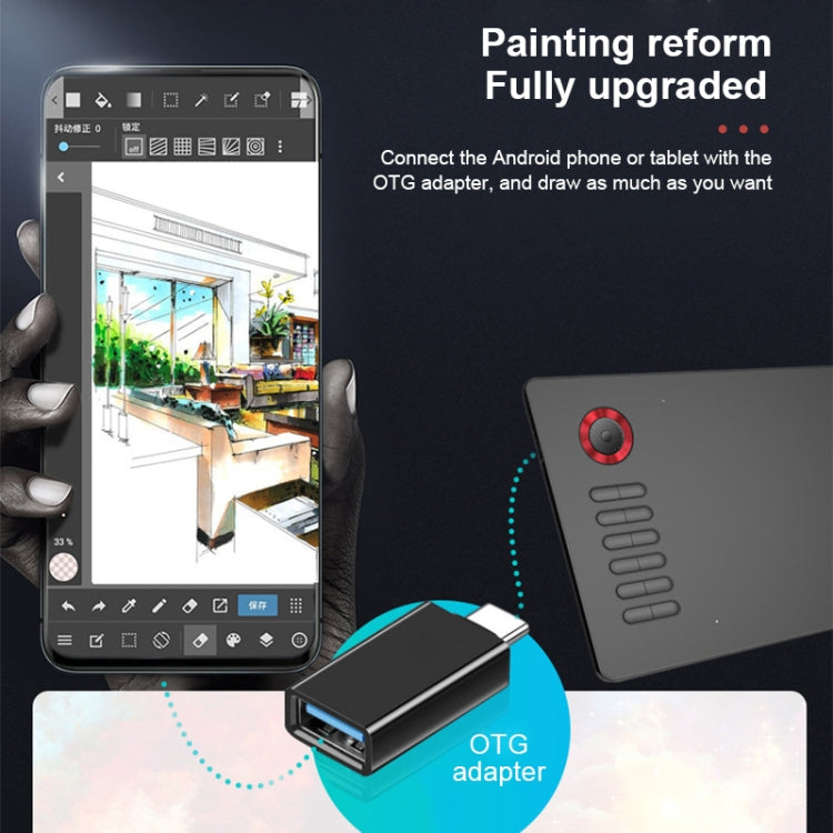 VEIKK A15PRO 10x6 inch 5080 LPI Type-C Interface Smart Touch Electronic Graphic Tablet (Red) - by VEIKK | Online Shopping UK | buy2fix