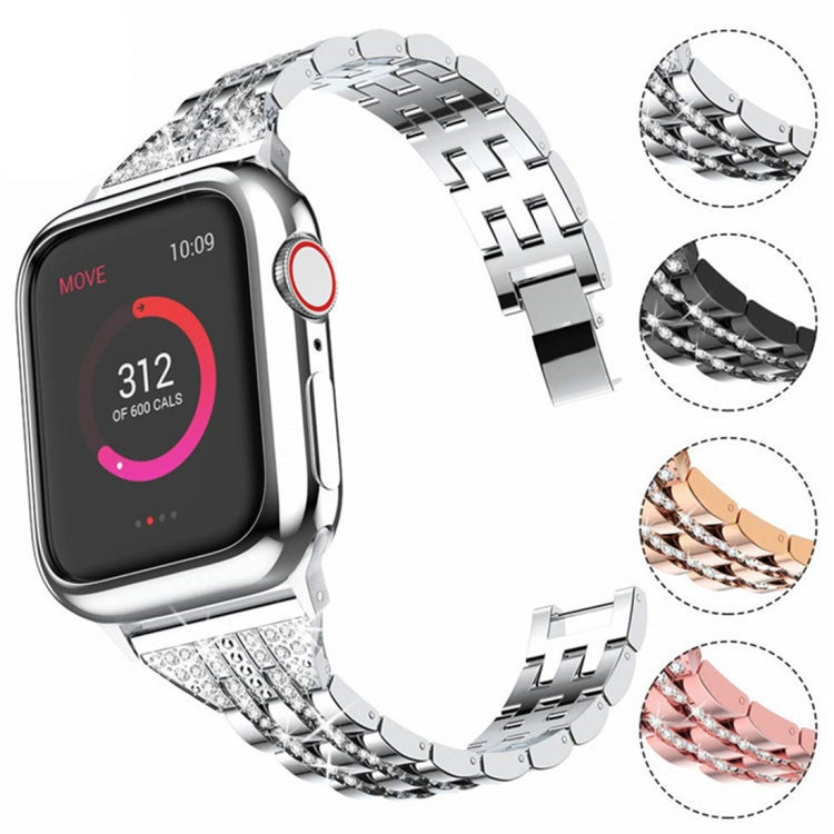 Colorful Diamond Stainless Steel Watch Band for Apple Watch Series 7 45mm / 6 & SE & 5 & 4 44mm / 3 & 2 & 1 42mm(Silver) by buy2fix