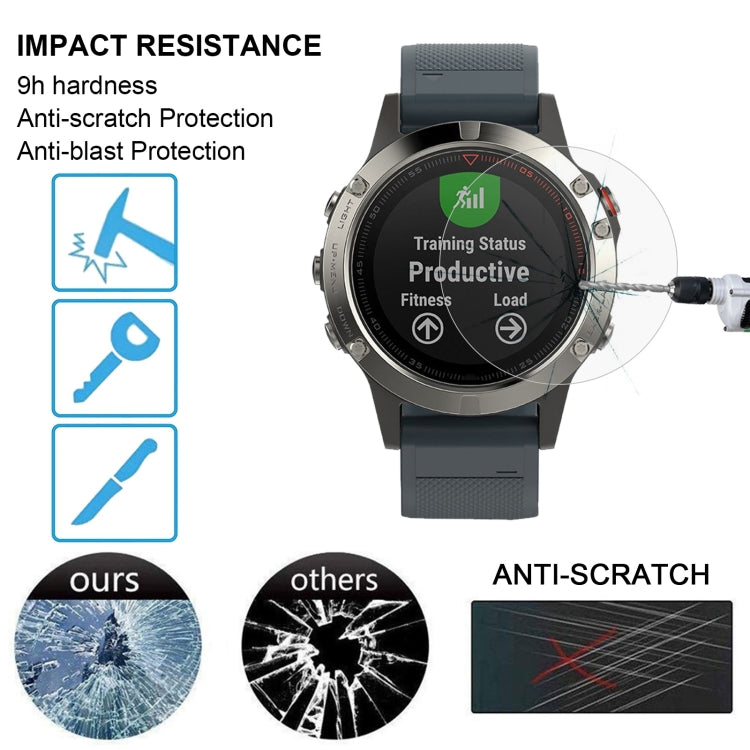 For Garmin Fenix 5 0.26mm 2.5D 9H Tempered Glass Film Screen Protector - Screen Protector by buy2fix | Online Shopping UK | buy2fix