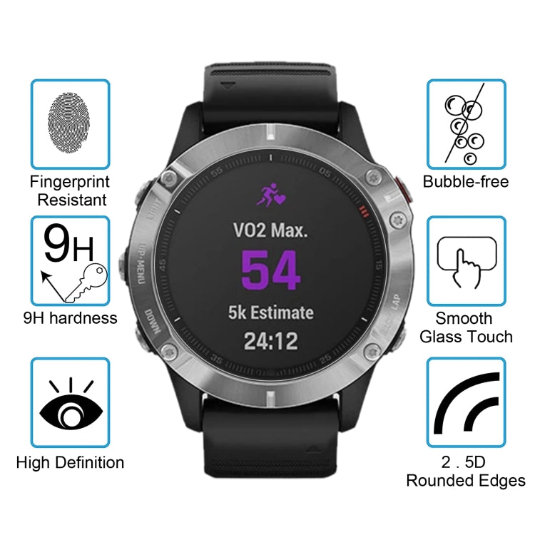 For Garmin Fenix 6 0.26mm 2.5D 9H Tempered Glass Film Screen Protector - Screen Protector by buy2fix | Online Shopping UK | buy2fix