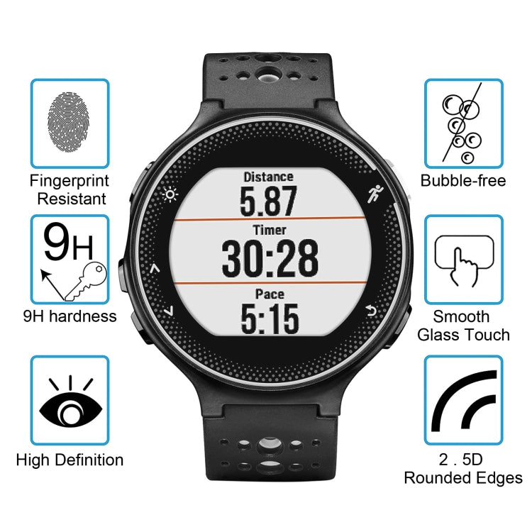 For Garmin Forerunner 235 0.26mm 2.5D 9H Tempered Glass Film Screen Protector - Screen Protector by buy2fix | Online Shopping UK | buy2fix