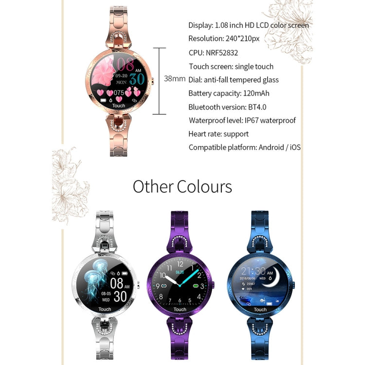 AK15 Fashion Smart Female Bracelet, 1.08 inch Color LCD Screen, IP67 Waterproof, Support Heart Rate Monitoring / Sleep Monitoring / Remote Photography (Blue) by buy2fix