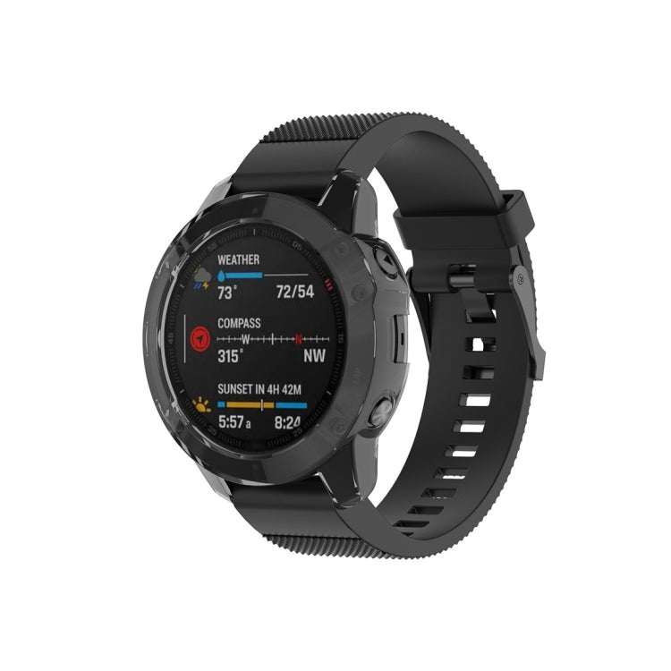 For Garmin Fenix 6 TPU Half Coverage Smart Watch Protevtice Case(Black) - Watch Cases by buy2fix | Online Shopping UK | buy2fix