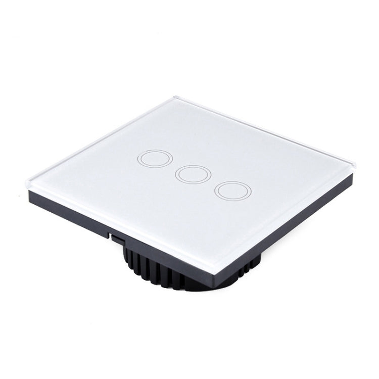 86mm 3 Gang Tempered Glass Panel Wall Switch Smart Home Light Touch Switch with RF433 Remote Controller, AC 110V-240V(Black) - Smart Switch by buy2fix | Online Shopping UK | buy2fix