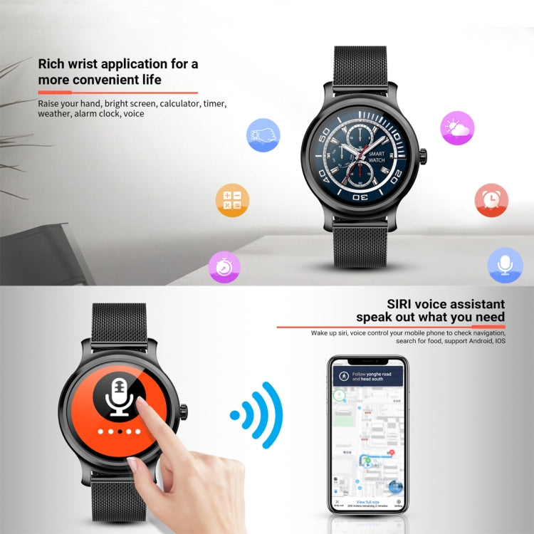 SMA-R2 1.3 inches IPS Screen Smart Watch IP65 Waterproof,Support Call /Message Reminder /Dual-mode Bluetooth 3.0 + 4.0/ Sleeping Monitoring /Sedentary Reminder(Black Silicone Strap) - Smart Watches by buy2fix | Online Shopping UK | buy2fix